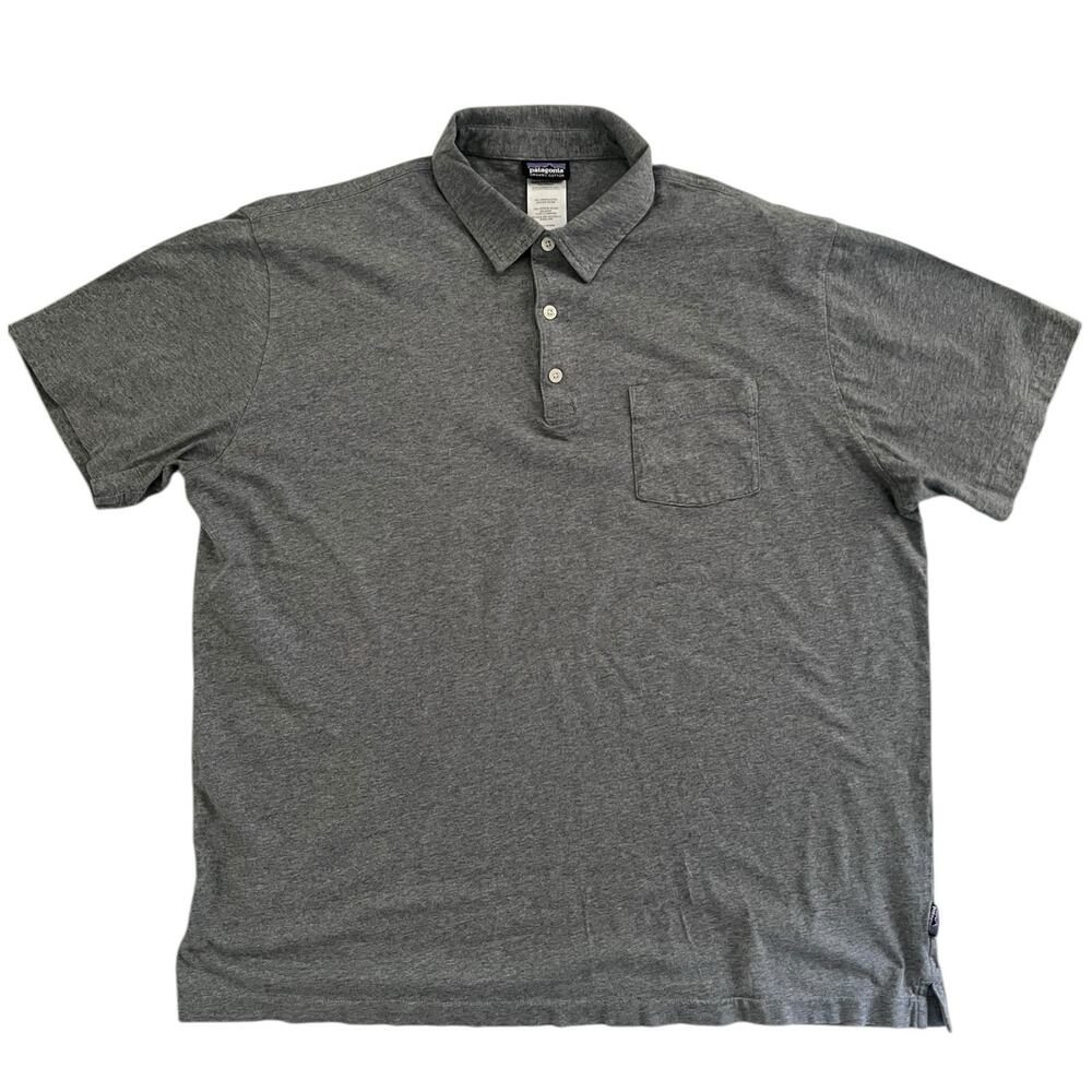 Patagonia Organic Cotton Polo Shirt Mens XL Gray Short Sleeve Pocket